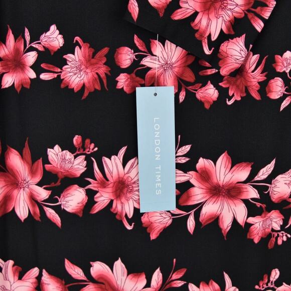 New! London Times Women's Boat Neck Floral Print Mini Dress - Picture 6 of 8